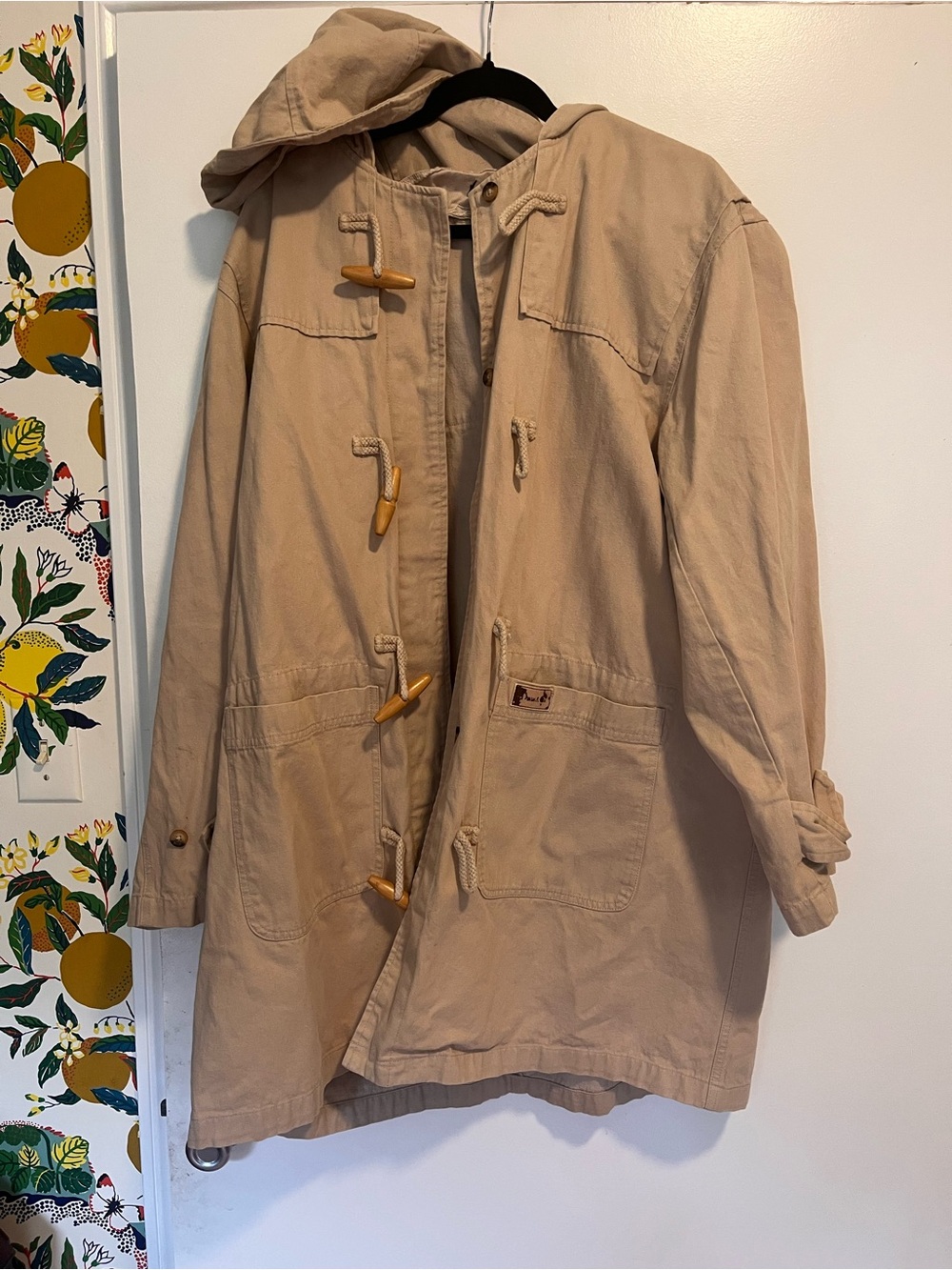 Denim&Co Beige Hooded Toggle Trench Coat